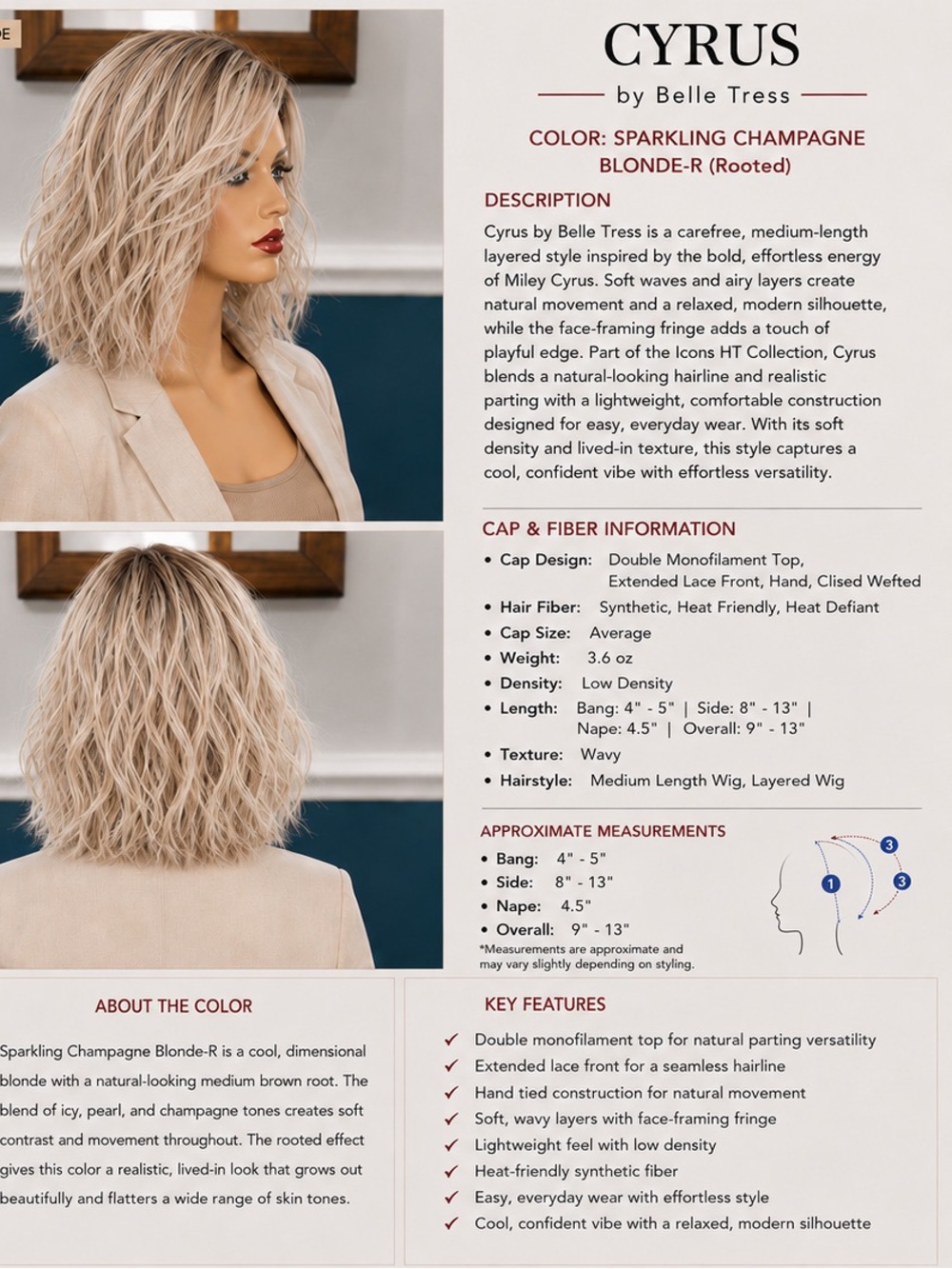 Cyrus in Sparkling Champagne Blonde-Rooted by Belle Tress ICONS Collection